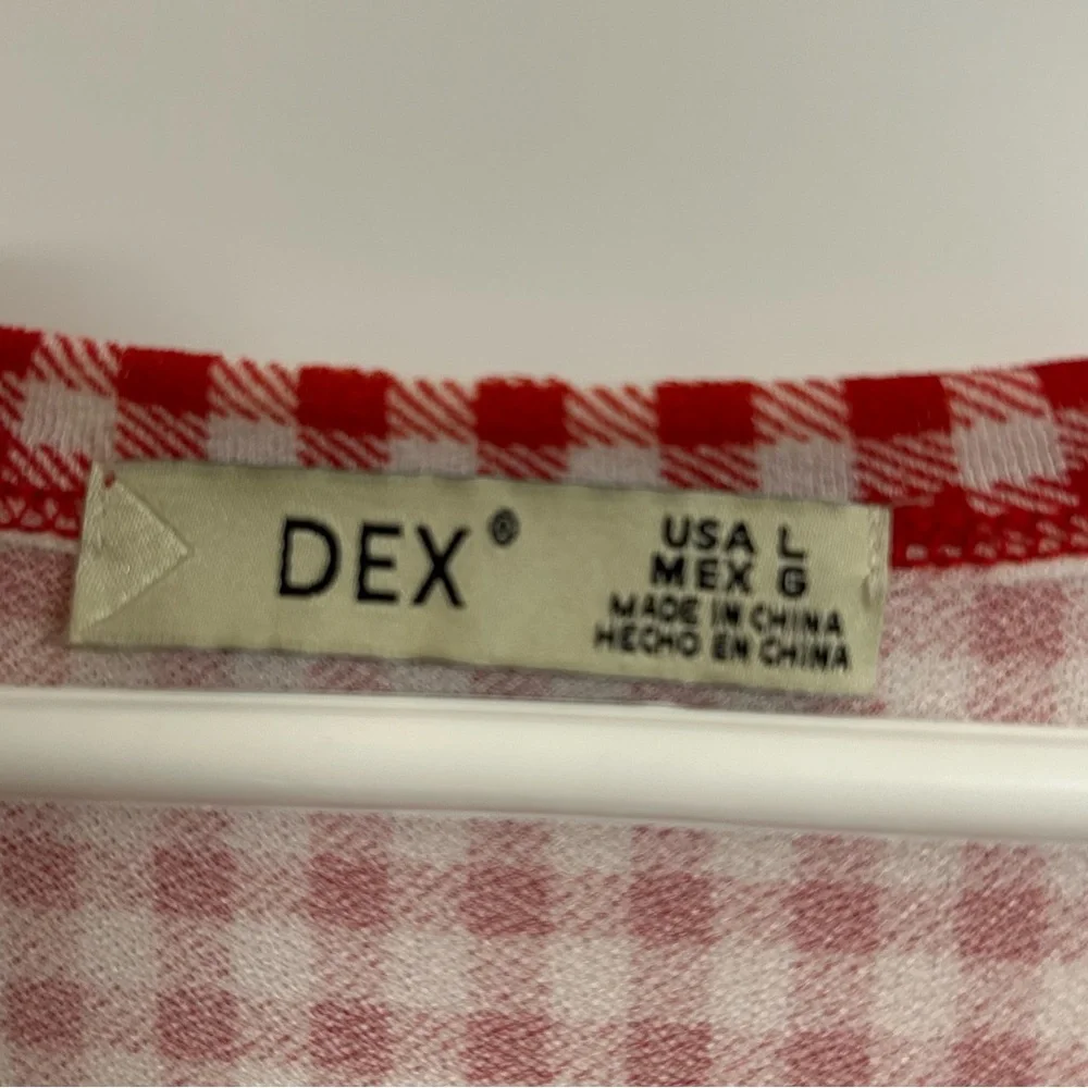 DEX red and white gingham jumpsuit/ romper size L - Picture 2 of 10